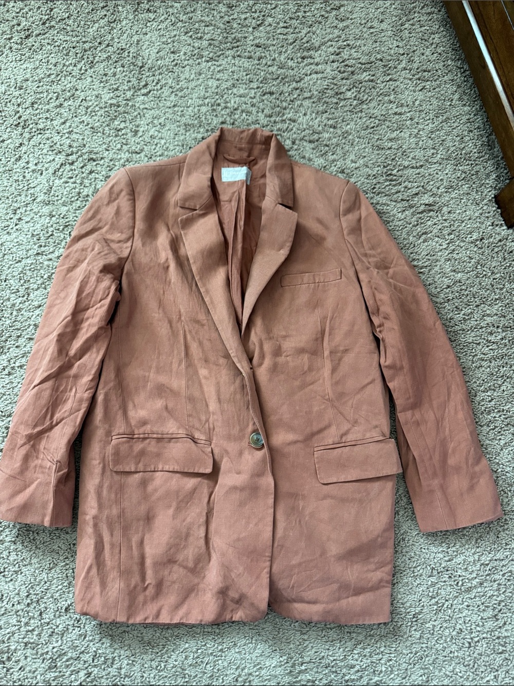 Everlane Single-Button Rust Linen-Blend Blazer size 8
